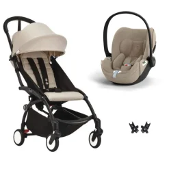 Poussette duo yoyo 3 pack 6+ et siège auto cloud t plus beige - chassis noir - bonpoint