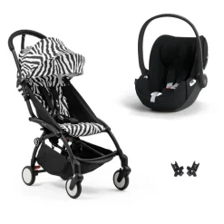 Poussette duo yoyo 3 pack 6+ et siège auto cloud t plus black - chassis noir - zebra