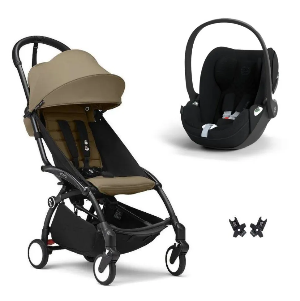 Poussette duo yoyo 3 pack 6+ et siège auto cloud t plus black - chassis noir - toffee