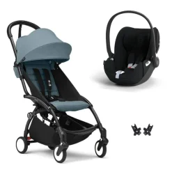 Poussette duo yoyo 3 pack 6+ et siège auto cloud t plus black - chassis noir - aqua