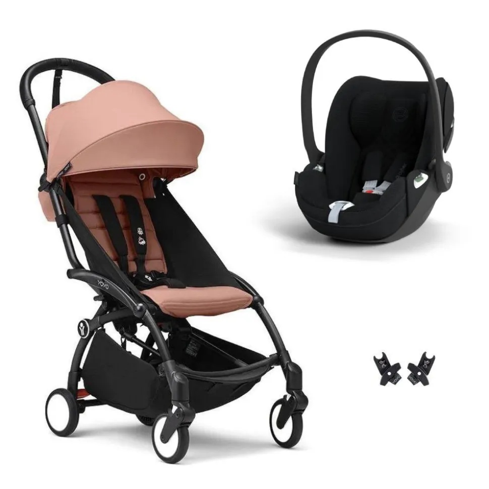 Poussette duo yoyo 3 pack 6+ et siège auto cloud t plus black - chassis noir - ginger