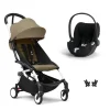 Poussette duo yoyo 3 pack 6+ et siège auto cloud t plus black - chassis blanc - toffee