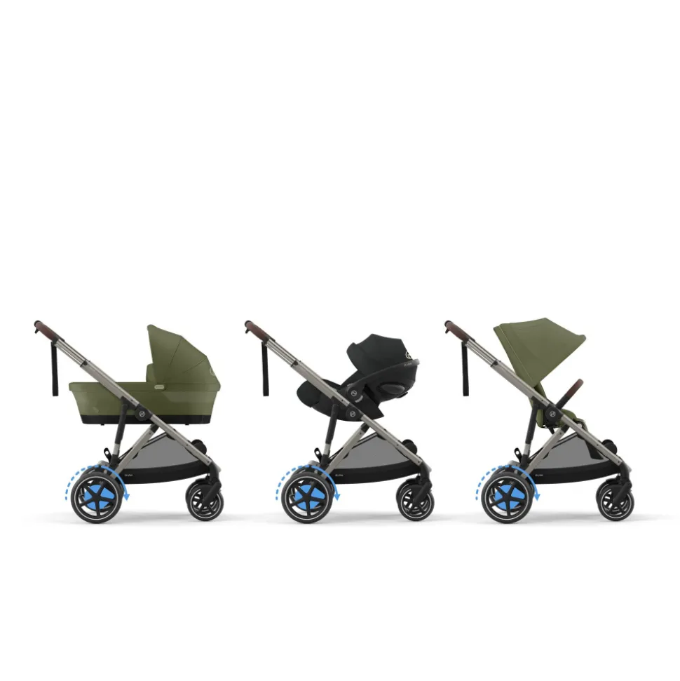 Poussette e-gazelle s moss green châssis taupe