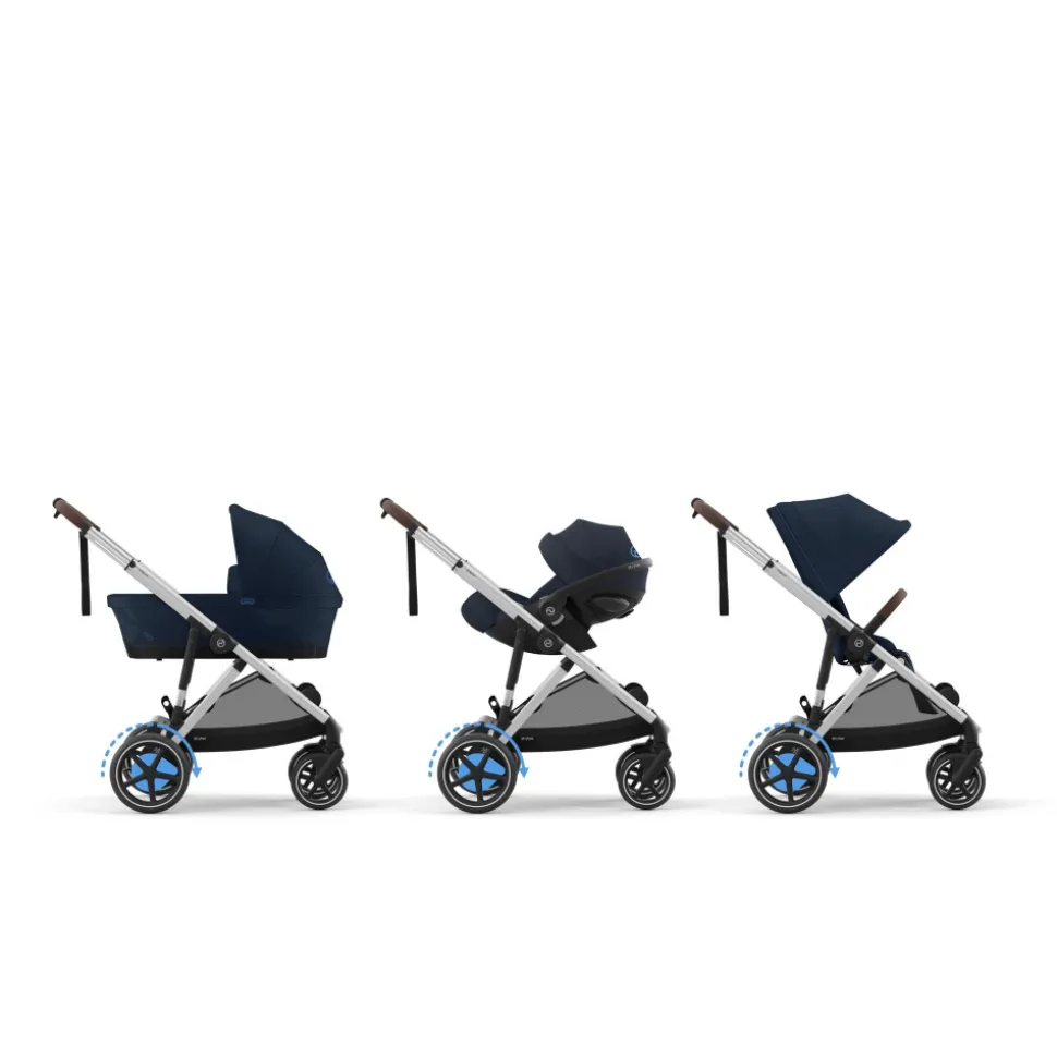 Poussette e-gazelle s ocean blue châssis silver