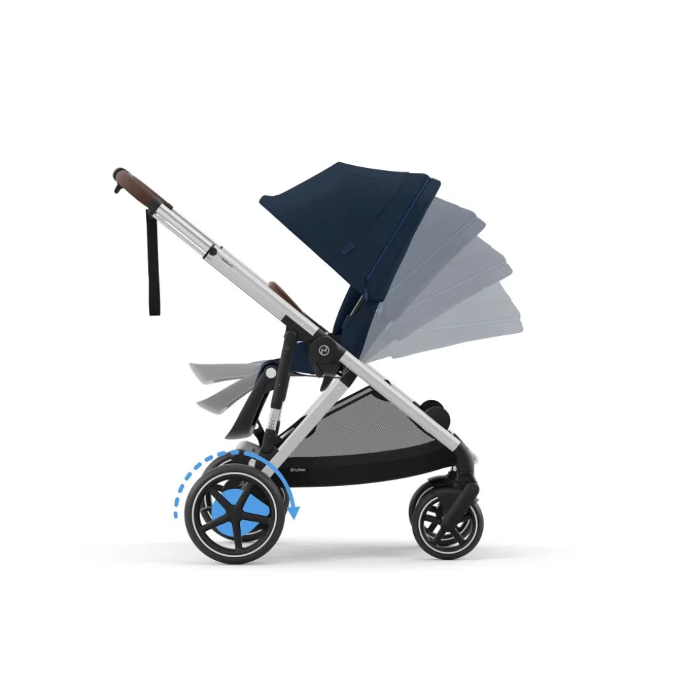 Poussette e-gazelle s ocean blue châssis silver