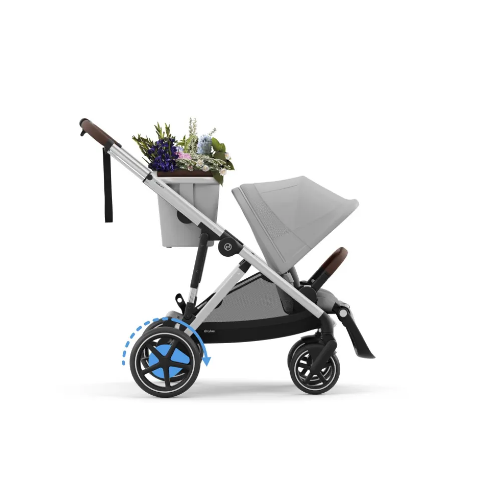 Poussette e-gazelle s stone grey châssis silver
