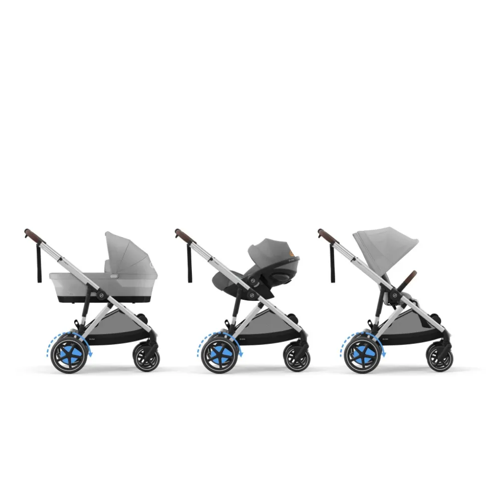 Poussette e-gazelle s stone grey châssis silver
