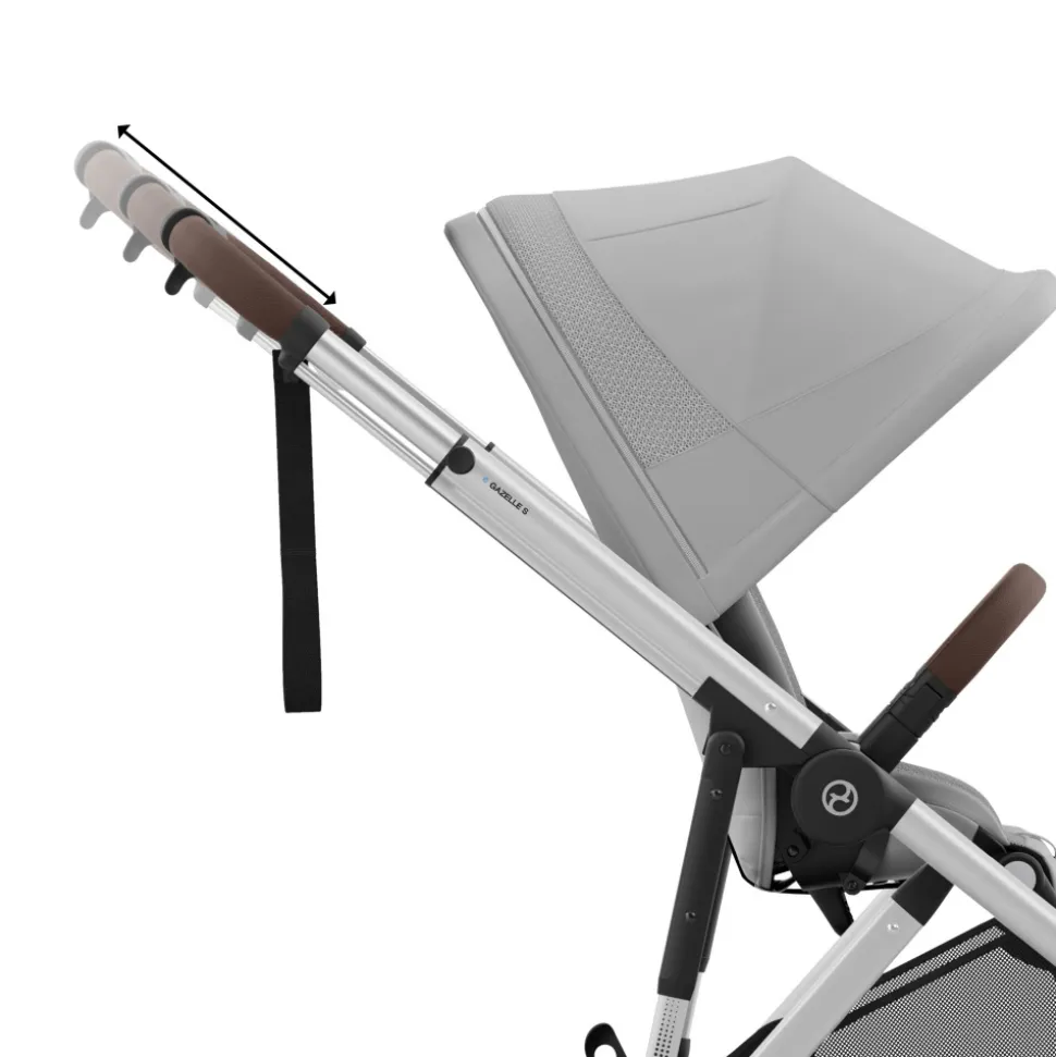 Poussette e-gazelle s stone grey châssis silver