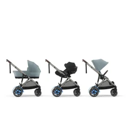 Poussette e-gazelle s stormy blue châssis taupe