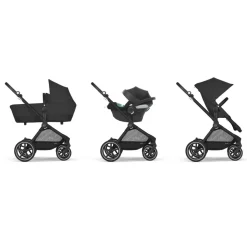 Poussette eos lux 2-en-1 moon black châssis noir