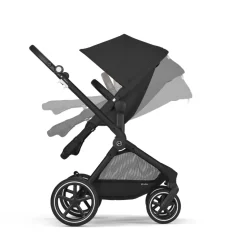 Poussette eos lux 2-en-1 moon black châssis noir