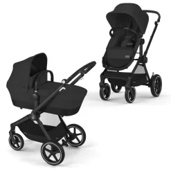 Poussette eos lux 2-en-1 moon black châssis noir