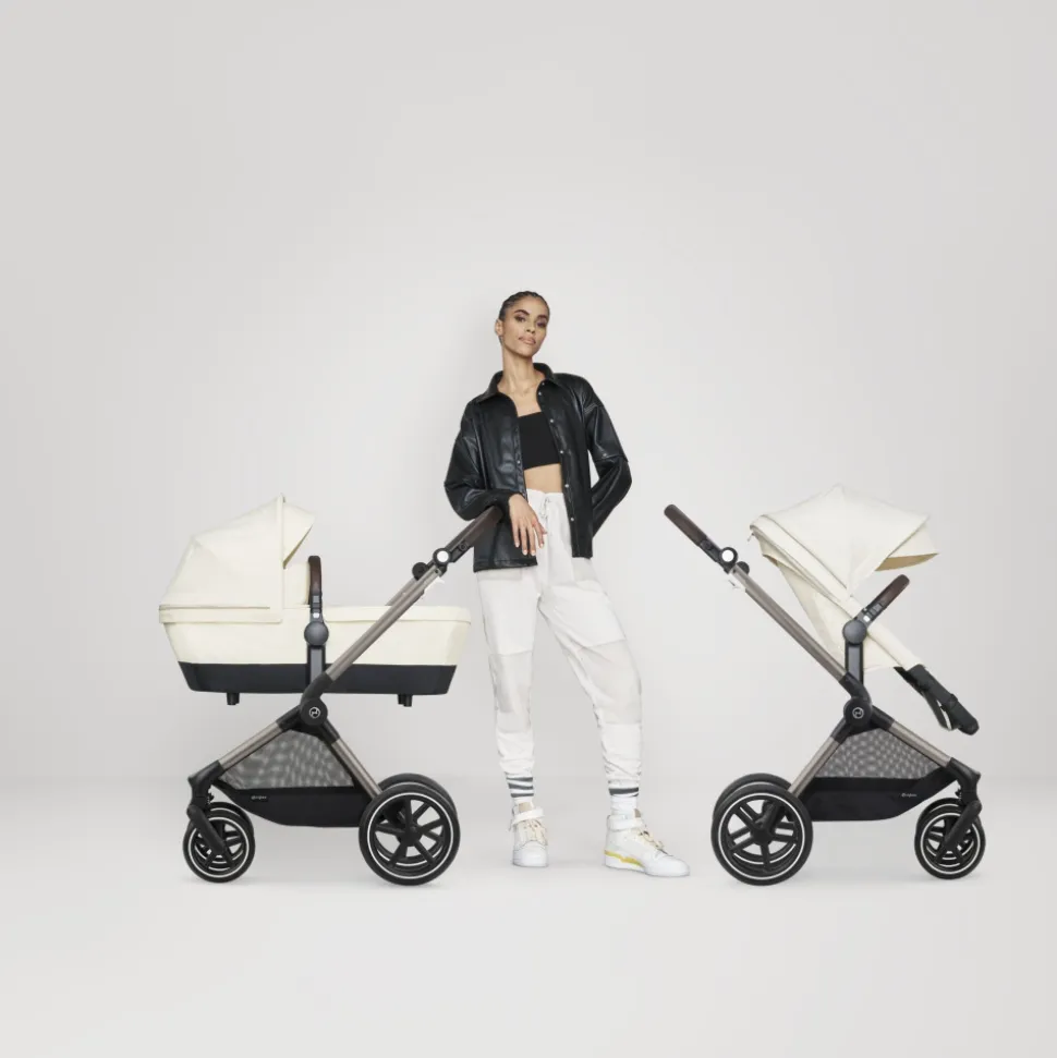 Poussette eos lux 2-en-1 seashell beige châssis taupe