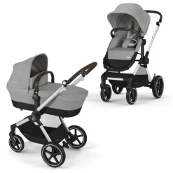 Poussette eos lux 2-en-1 stone grey châssis silver