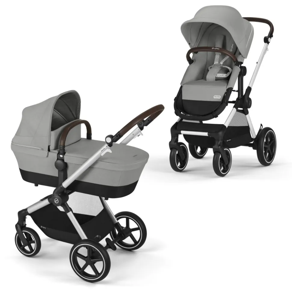 Poussette eos lux 2-en-1 stone grey châssis silver