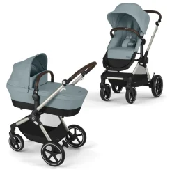 Poussette eos lux 2-en-1 stormy blue châssis taupe