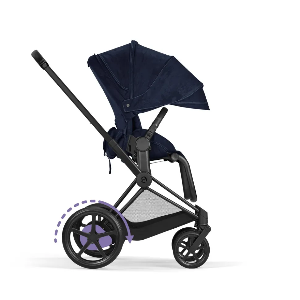 Poussette e-priam 2 rebellious luxury denim blue châssis matt black