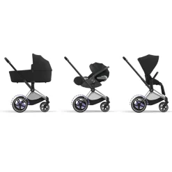 Poussette e-priam 2 sepia black châssis chrome black
