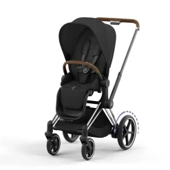 Poussette e-priam 2 sepia black châssis chrome brown