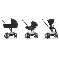 Poussette e-priam 2 sepia black châssis rose gold