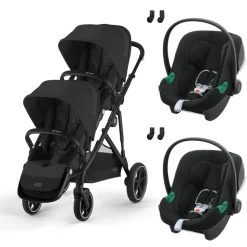 Poussette jumeaux gazelle s moon black + 2 sièges auto aton b2 i-size