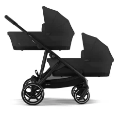 Poussette jumeaux gazelle s moon black + 2 sièges auto aton b2 i-size + 2 nacelles s