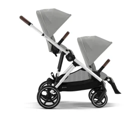 Poussette jumeaux gazelle s stone grey + 2 sièges auto aton b2 i-size + 2 nacelles s