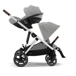 Poussette jumeaux gazelle s stone grey + 2 sièges auto aton b2 i-size