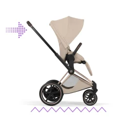Poussette électrique e-priam 3 cozy beige châssis rosegold