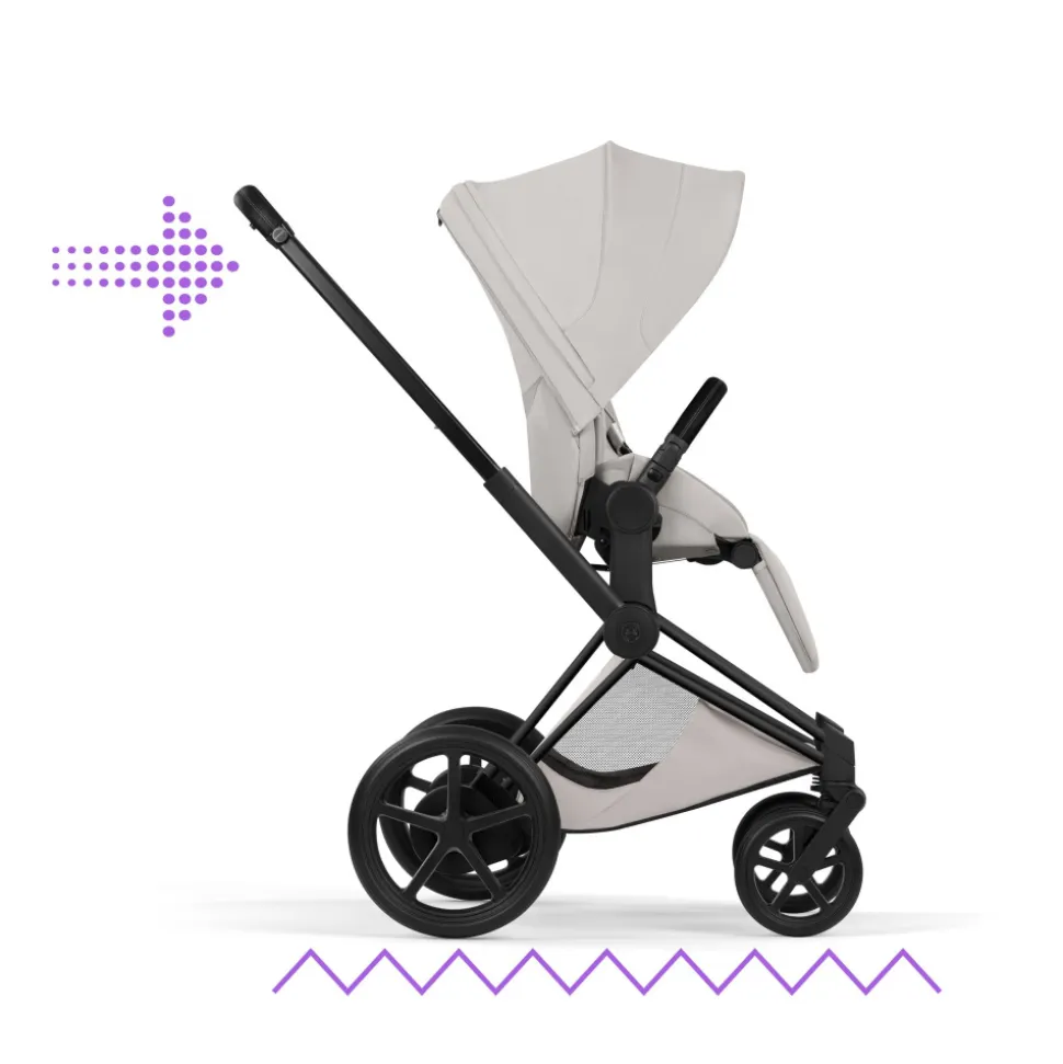 Poussette électrique e-priam 3 city grey châssis matt black