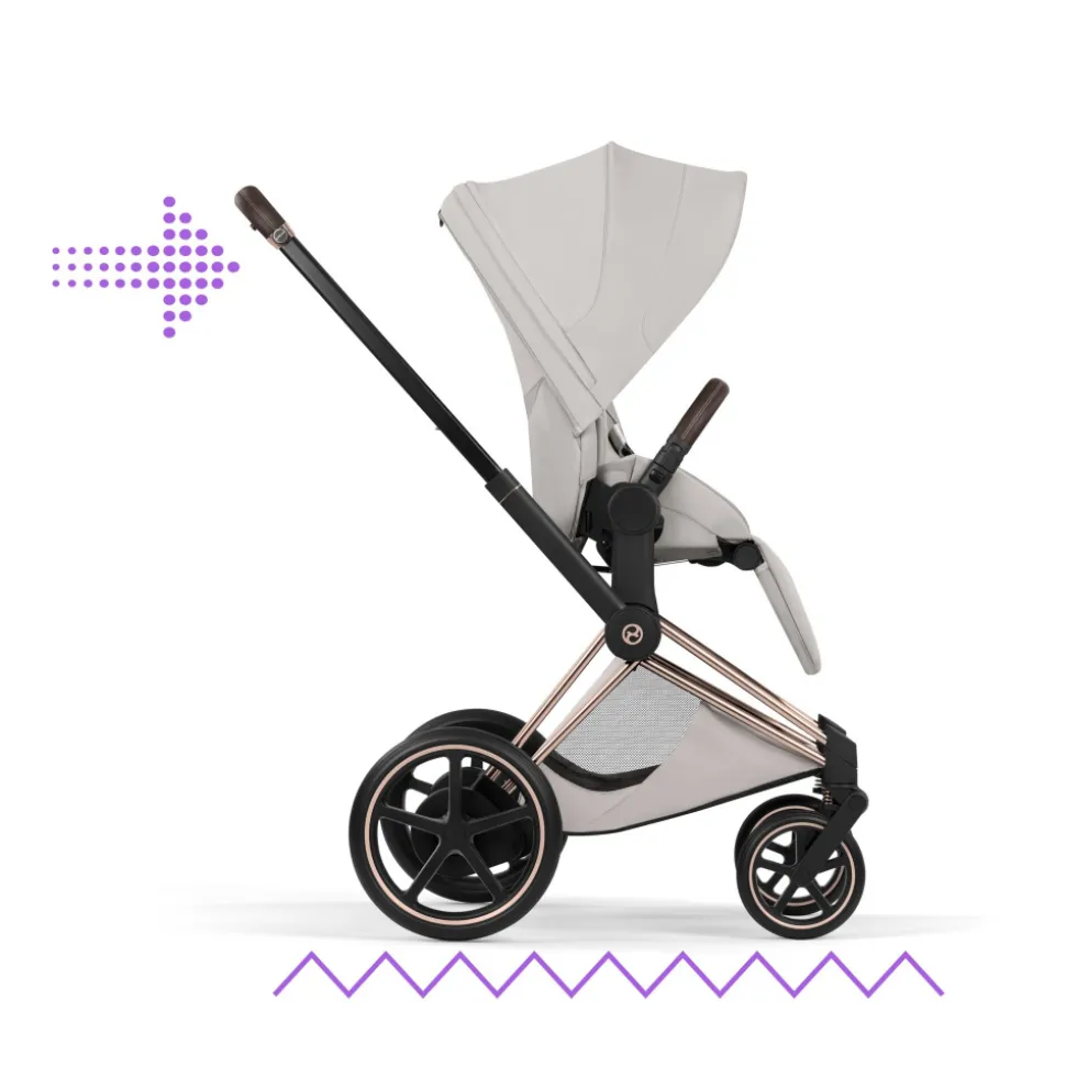 Poussette électrique e-priam 3 city grey châssis rosegold