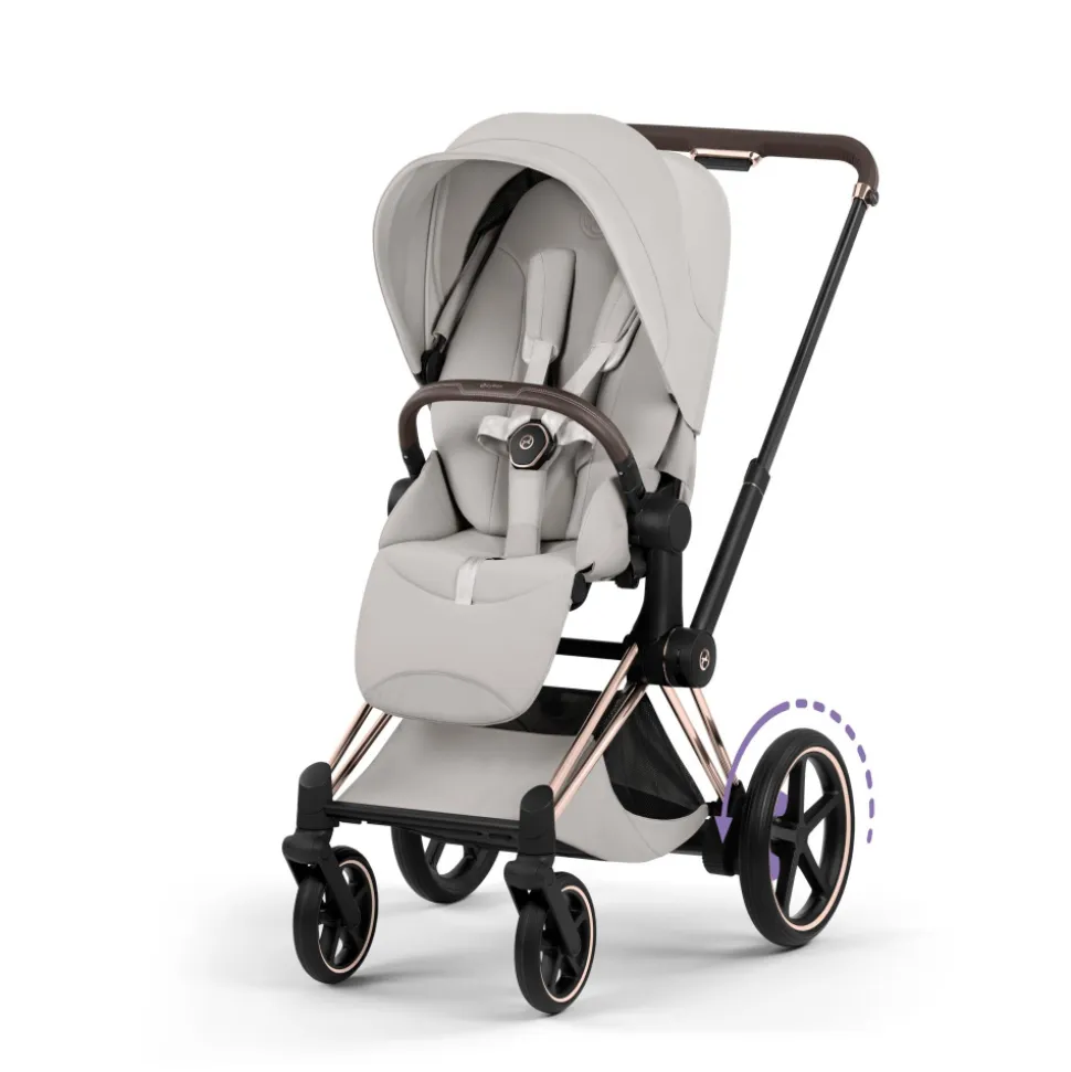 Poussette électrique e-priam 3 city grey châssis rosegold