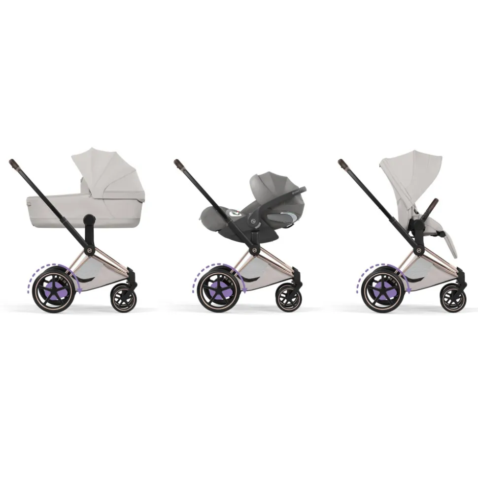 Poussette électrique e-priam 3 city grey châssis rosegold