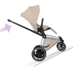 Poussette électrique e-priam 3 cozy beige châssis chrome