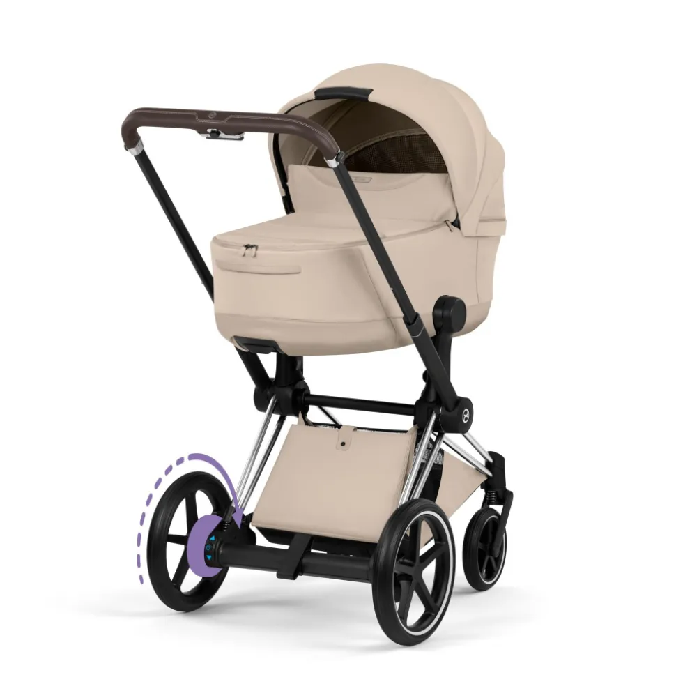 Poussette électrique e-priam 3 cozy beige châssis chrome