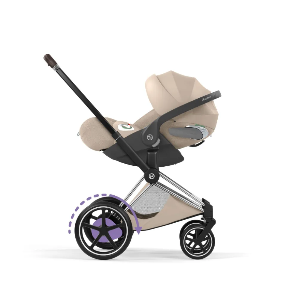 Poussette électrique e-priam 3 cozy beige châssis chrome