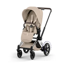 Poussette électrique e-priam 3 cozy beige châssis chrome