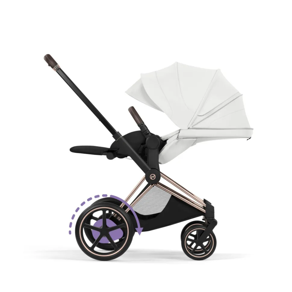 Poussette électrique e-priam 3 off white châssis rosegold