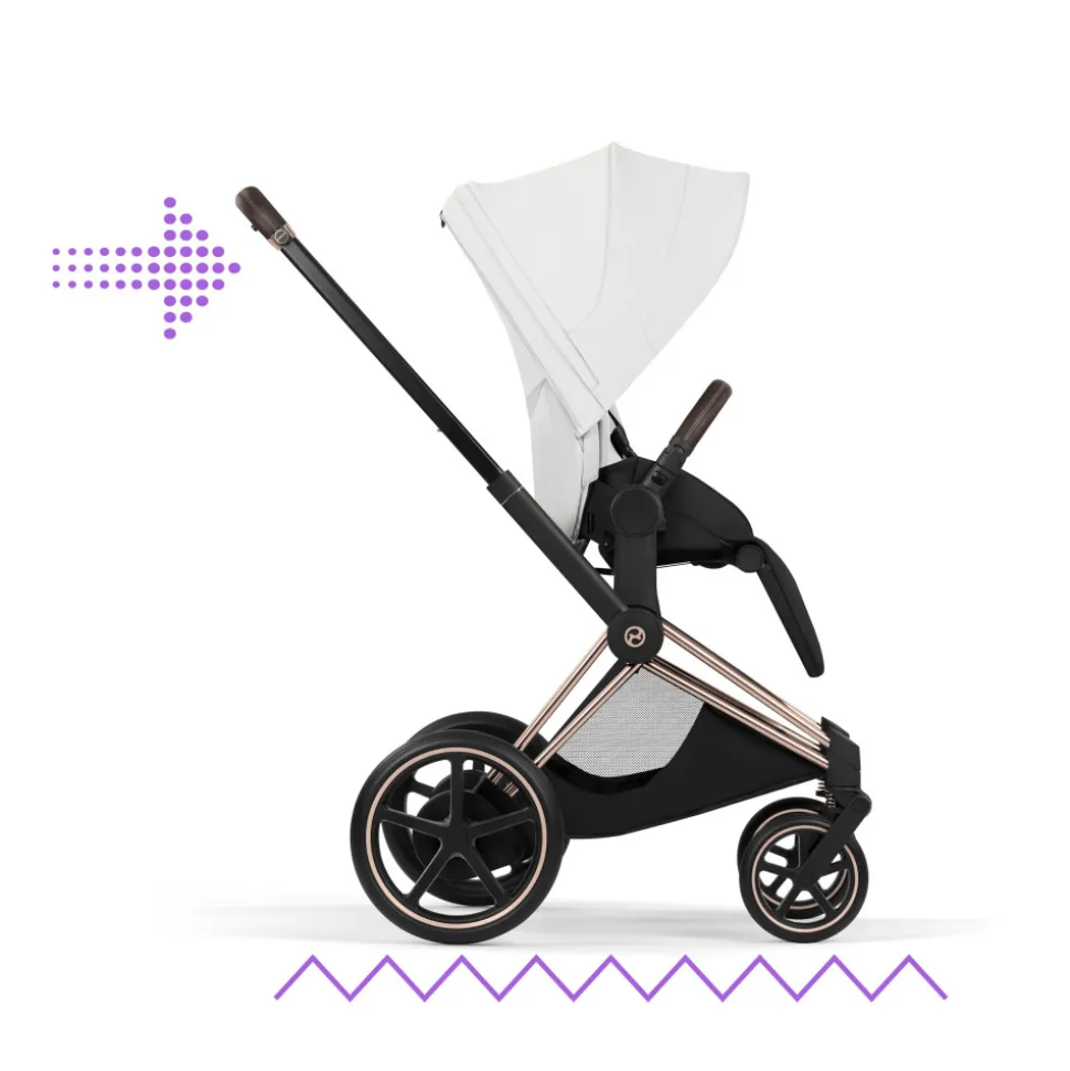 Poussette électrique e-priam 3 off white châssis rosegold
