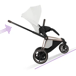 Poussette électrique e-priam 3 off white châssis rosegold