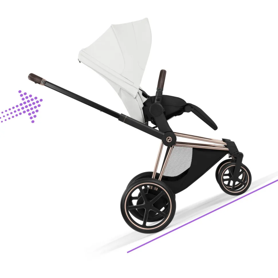 Poussette électrique e-priam 3 off white châssis rosegold