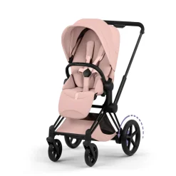 Poussette électrique e-priam 3 peach pink châssis matt black