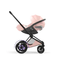 Poussette électrique e-priam 3 peach pink châssis matt black