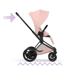 Poussette électrique e-priam 3 peach pink châssis matt black