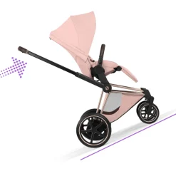 Poussette électrique e-priam 3 peach pink châssis rosegold