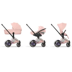 Poussette électrique e-priam 3 peach pink châssis rosegold