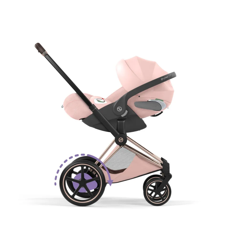 Poussette électrique e-priam 3 peach pink châssis rosegold