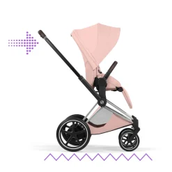 Poussette électrique e-priam 3 peach pink châssis chrome
