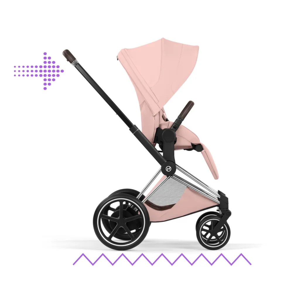 Poussette électrique e-priam 3 peach pink châssis chrome
