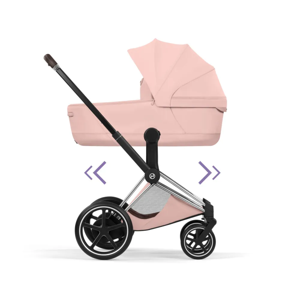 Poussette électrique e-priam 3 peach pink châssis chrome